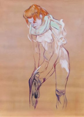 Rahmenoptionen für Frau beim Anziehen der Strümpfe, 90 x 128 cm