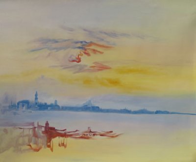 Rahmenoptionen für Venedig, Blick nach Osten von der Giudecca bei Sonnenaufgang, 87 x 70 cm