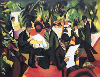 August Macke handgemaltes Ölbild, Gartenrestaurant - 91 x...