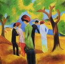 August Macke handgemaltes Ölbild, Dame in grüner Jacke -...