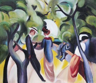 August Macke handgemaltes Ölbild, Promenade - 56 x 50 cm,...