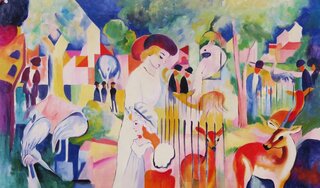 August Macke handgemaltes lbild, Groer Zoologischer Garten - 92 x 50 cm, als Replikat