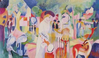 August Macke handgemaltes �lbild, Gro�er Zoologischer Garten - 92 x 50 cm, als Replikat