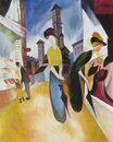 August Macke handgemaltes Ölbild, Zwei Frauen vor dem...