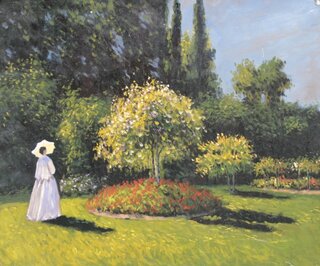 Claude Monet handgemaltes lgemlde, Jeanne-Marguerite Lecadre im Garten (Frau im Garten, Sainte-Adresse) - 62x 50 cm, als Replikat