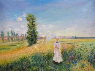 Claude Monet handgemaltes Ölgemälde, Der Spaziergang...