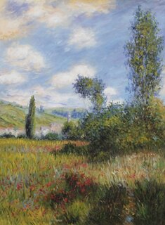Claude Monet handgemaltes Ölgemälde, Weg durch die Mohnfelder, Ile Saint-Martin - 90 x 120 cm, als Replikat