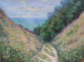 Claude Monet handgemaltes lgemlde, Weg bei La Cave, Pourville - 95 x 70 cm, als Replikat