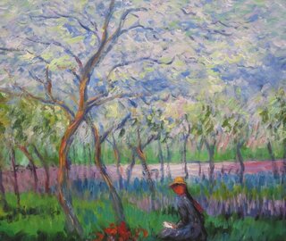 Claude Monet handgemaltes lgemlde, Ein Obstgarten im Frhling - 64 x 50 cm, als Replikat