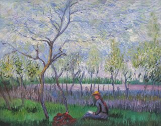 Claude Monet handgemaltes Ölgemälde, Ein Obstgarten im Frühling - 89 x 70 cm, als Replikat