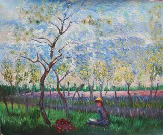 Claude Monet handgemaltes Ölgemälde, Ein Obstgarten im...