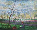 Claude Monet handgemaltes Ölgemälde, Ein Obstgarten im...