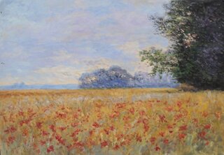 Claude Monet handgemaltes Ölgemälde, Hafer- und Mohnfeld,...
