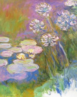 Claude Monet handgemaltes lgemlde, Seerosen und Agapanthus - 80 x 96 cm, als Replikat