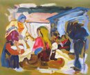Amadeo de Souza-Cardoso handgemaltes Ölbild, Dorfmarkt in...