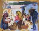 Amadeo de Souza-Cardoso handgemaltes Ölbild, Dorfmarkt in...