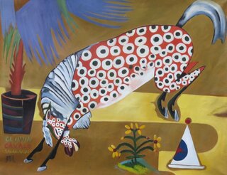 Amadeo de Souza-Cardoso handgemaltes lbild, Clown - Pferd - Salamander - 120 x 90 cm, als Replikat