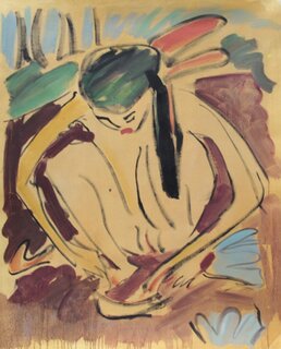 Ernst Ludwig Kirchner handgemaltes lgemlde, Kauerndes Mdchen - 70 x 91 cm, als Replikat