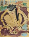 Ernst Ludwig Kirchner handgemaltes Ölgemälde, Kauerndes...