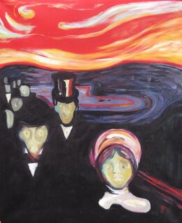 Edvard Munch handgemaltes lgemlde, Angst - 70 x 90 cm, als Replikat