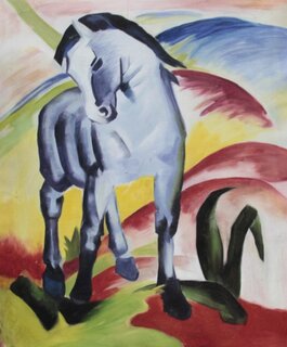 Franz Marc handgemaltes Gemälde, Blaues Pferd I - 70 x 93...