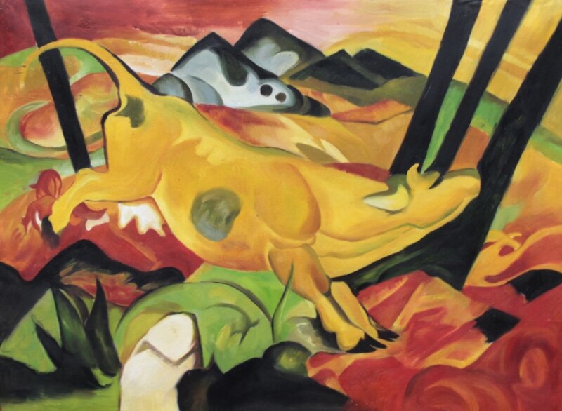 Handgemaltes Ölgemälde Reproduktion von Franz Marc, 189,95 Handgemaltes Ölgemälde Reproduktion von Franz Marc, 189,95
