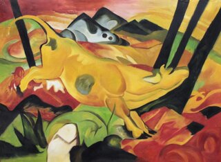 Franz Marc handgemaltes Gemälde, Die gelbe Kuh - 96 x 70 cm, als Replikat