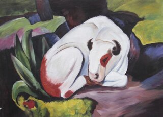 Franz Marc handgemaltes Gemlde, Der Stier - 66 x 50 cm, als Replikat