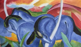 Franz Marc handgemaltes Gemälde, Die großen blauen Pferde...