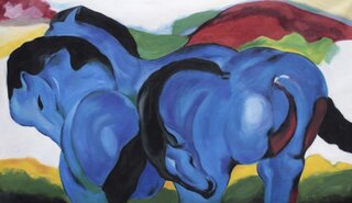 Franz Marc handgemaltes Gemälde, Die kleinen blauen Pferde - 116 x 70 cm, als Replikat