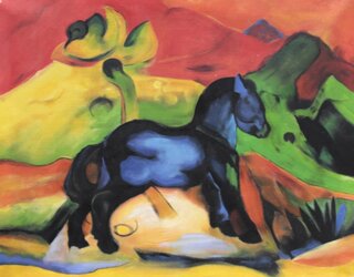 Franz Marc handgemaltes Gemälde, Das blaue Pferdchen - 88 x 70 cm, als Replikat