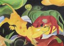 Franz Marc handgemaltes Gemälde, Kühe - gelb-rot-grün -...