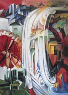 Franz Marc handgemaltes Gemälde, Die verzauberte Mühle -...