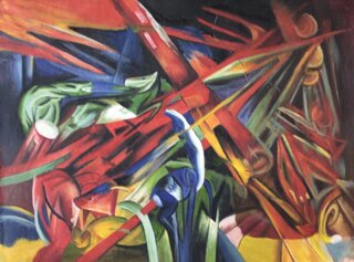 Franz Marc handgemaltes Gemlde, Tierschicksale - 67 x 50 cm, als Replikat