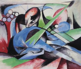 Franz Marc handgemaltes Gemlde, Trumendes Pferd - 70 x 60  cm, als Replikat