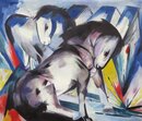 Franz Marc handgemaltes Gemälde, Zwei Pferde - 120 x 100...