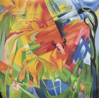 Franz Marc handgemaltes Gemälde, Tiere in einer...