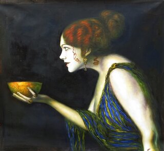 Franz von Stuck handgemaltes Gemälde, Tilla Durieux als...