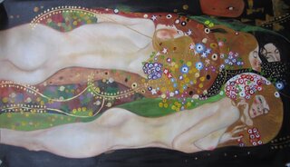 Gustav Klimt handgemaltes Gemlde, Wasserschlangen II - 111 x 60 cm, als Replikat