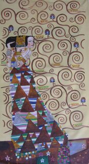 Gustav Klimt handgemaltes Gem�lde, Die Erwartung - 70 x 117 cm, als Replikat