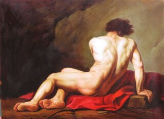 Jaques-Louis David Gemlde auf Leinwand, handgemalt, Patrklos - 70 x 50 cm, als Replikat