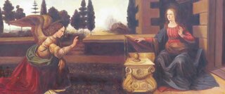 Leonardo da Vinci �l auf Leinwand, handgemalt, Die Verk�ndigung - 160 x 70 cm, als Replikat