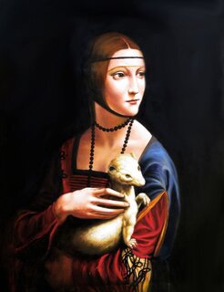 Leonardo da Vinci Öl auf Leinwand, handgemalt, Dame mit dem Hermelin - 50 x 70 cm, als Replikat