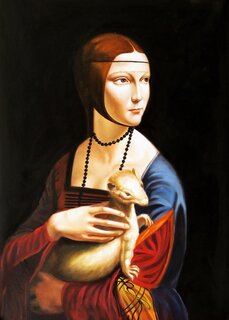Leonardo da Vinci Öl auf Leinwand, handgemalt, Dame mit...