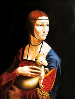 Leonardo da Vinci Öl auf Leinwand, handgemalt, Dame mit dem Hermelin - 90 x 120 cm, als Replikat