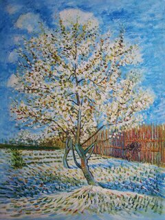Vincent van Gogh handgemaltes lbild auf Leinwand, Blhender Pfirsichbaum - 50 x 68 cm, als Replikat