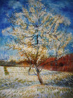 Vincent van Gogh handgemaltes Ölbild auf Leinwand, Blühender Pfirsichbaum - 70 x 95 cm, als Replikat