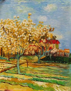 Vincent van Gogh handgemaltes Ölbild auf Leinwand, Blühender Obstgarten - 100 x 125 cm, als Replikat