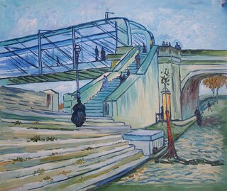 Vincent van Gogh handgemaltes Ölbild auf Leinwand, Die Brücke von Trinquetaille - 62 x 50 cm, als Replikat