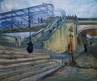 Vincent van Gogh handgemaltes Ölbild auf Leinwand, Die Brücke von Trinquetaille - 87 x 70 cm, als Replikat